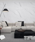 Living room with Marble Contact Paper For Countertops And Cabinets Waterproof Peel And Stick Vinyl Wrap Glossy Marble Wallpaper on wall.
