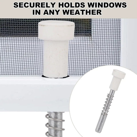 10 Piece Window Screen Plunger Latches With White Caps Aluminum Retainer Pins Replacement Clips, showing a white cap plunger latch.