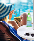 13 Inch Beach Umbrella Table Tray with Cup Holders, snacks, and drinks by poolside, white finish, fits poles 0.98 to 1.5 inches