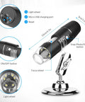 Wireless Handheld Digital Microscope for Kids and Adults, 50x to 1000x Magnification, 360 Degree Rotating Stand, Compatible With iPhone iPad Android Phones and Tablets, Portable, Great for Learning and Exploration, black with stand