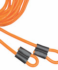 Close-up of Double Dutch Licorice Speed Jump Ropes Set of 2 Orange 30 Ft Color Coded Lengths Durable Vinyl Ropes with looped ends.