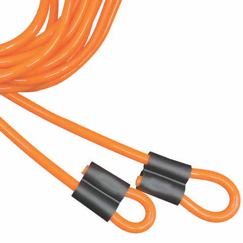 Close-up of Double Dutch Licorice Speed Jump Ropes Set of 2 Orange 30 Ft Color Coded Lengths Durable Vinyl Ropes with looped ends.