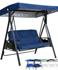 Heavy Duty Waterproof 3 Seat Swing Canopy Replacement for Porch Garden Backyard Bench Swing Navy Weatherproof Shade Top