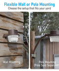 LED Barn Light With Dusk To Dawn Photocell Outdoor Security Flood Light IP65 Waterproof Bronze Aluminum Housing 110 To 277V 5000K