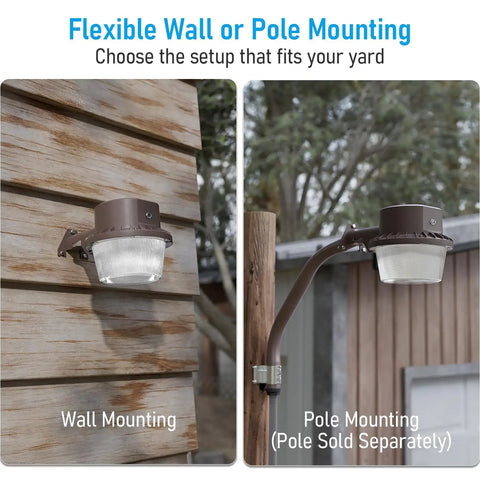 LED Barn Light With Dusk To Dawn Photocell Outdoor Security Flood Light IP65 Waterproof Bronze Aluminum Housing 110 To 277V 5000K