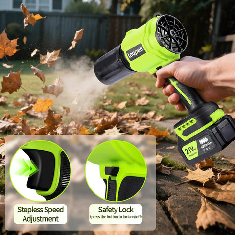 Cordless Leaf Blower With Turbine Motor Delivers Up To 800,000 RPM And Wind Speeds Of Up To 65 Meters Per Second in action