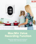Plug-In Wall Decibel Meter With 3-In-1 Noise Temp And Humidity Detector For Home, Classroom, Library Or Rental, Real-Time Sound Level Readout With Fast Or Slow Refresh, Max/Min Data Hold, 30-130 dBA on wall in kitchen