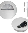 2 Pcs Round Hidden Flush Door Pulls Recessed Stainless Steel Handles In Brushed Nickel Finish With Screws And Mini Screwdriver
