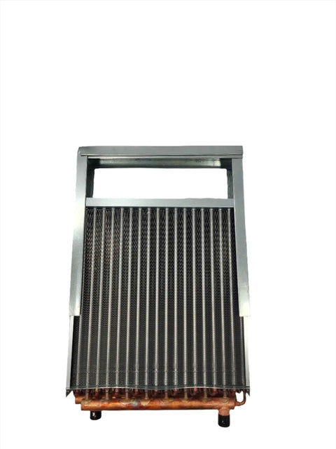 Built Tough 20x25 Water To Air Heat Exchanger featuring heavy duty front flange and dead simple install kit for 200000 BTU outdoor wood boiler.