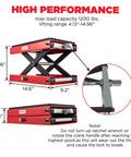 1200 Lbs Motorcycle Lift Scissor Jack for Dirt Bikes and ATVs Heavy Duty Steel Hoist Stand with Ratchet Wrench and Rubber Pad