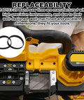 Replacement Tire For Dewalt Bandsaw DCS370 And DCS371 Series 2 Pack Easy Install displayed with bandsaw tool in use.