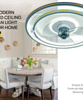 Bladeless Low-Profile Ceiling Fan With Lights Remote Control Dimmable LED Smart Round Enclosed Ceiling Fan for Bedroom in dining room