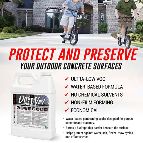Deep Penetrating Silane Siloxane Concrete Driveway Sealer in a 1-gallon container, designed to protect outdoor concrete surfaces.