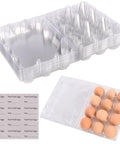 12 Count Clear Plastic Egg Cartons Bulk Pack With Sturdy Snap Lids No Fuss Reusable Egg Storage For Farm Market Or Family Kitchen Holds Up To 12 Eggs Securely With Tight Seal Perfect 4 By 3 Tray For Safe Egg Organization with eggs and labels