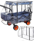 Waterproof Collapsible Wagon Rain Cover and Sun Shade Windproof UV Resistant Canopy with clear PVC cover on wagon