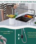 Bar Sink Faucet With Pull Out Sprayer Stainless Steel Kitchen Faucet With Single Handle in use on a kitchen sink.