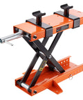 Beefy 1100 Lbs Motorcycle Lift Center Scissor Jack With Saddle And Safety Pin Heavy Duty Steel Hoist Stand for bikes