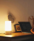 Touch Sensitive LED Table Lamp With Tunable Warm White And RGB Color Changing Night Light For Bedrooms Gray on desk