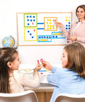 Teacher using 84 Piece Magnetic Number Bonds and Magnetic Ten Frames Set on whiteboard with students learning math