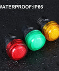 Three IP66 waterproof panel lights, red, green, yellow. Two Pack 30mm Anti-Vandal and Anti-Corrosion Power Indicator Light for Panels
