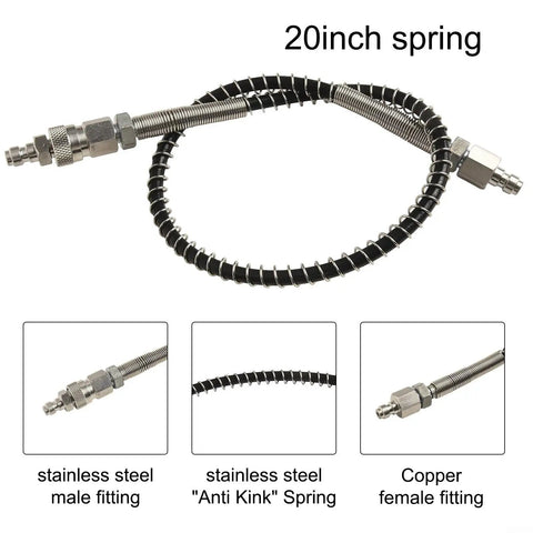 Killer High Pressure Air Hose For Hpa Fill Station 4500 Psi Adapter Quick Connect Male Female Steel Copper Fittings Anti Kink Spring Design Charge Scuba Paintball Tanks Solid Build No Leak Failures Totally Rad Setup Super Easy Win Money Maker Banger. 20-inch hose with stainless steel male fitting and copper female end