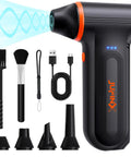 Rechargeable Electric Air Duster With 150000 RPM Turbo Power, 3 gear adjustable mini blower, brushes, and USB-C charger