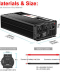 2000W Pure Sine Wave Inverter 12V To 120V AC Converter dimensions and materials