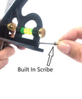6-Inch Combo Square With Stainless Steel Rule Cast Zinc Body Bubble Vial And Brass Bolt showing built-in scribe feature