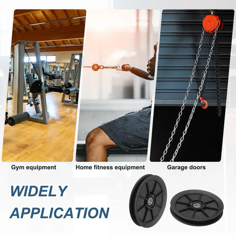 Nylon Bearing Gym Pulley Wheel 120mm 4.72 Inch Heavy Duty Cable Pulley For Home Gym And Garage Door Setup With Steel Shaft And Black Fittings Durable Fitness Equipment Accessory For Cable Machines, black nylon pulley wheel