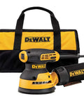 Compact 5 Inch Variable Speed Orbital Sander Kit With 3 Amp Motor and bag, reducing vibration for comfort on projects
