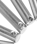 Close-up of 5 pcs Heavy Duty Stainless Steel M8x40 Flat Head Pins For Scaffolding Fixing with positioning holes.