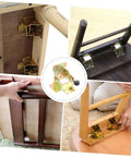 Zero Wiggle Self Locking Folding Hinges For Furniture Legs Tables And Chairs Pro Level Spring Activated Bracket System on various furniture setups.