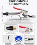 Two Way Air Blow Gun Kit With One Quarter Inch NPT Connection Rubber Tip And Standard Quick Plug For Air Compressors Blower Gun