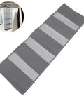Rock Solid Four Layer Closet Hanging Shelf With Sturdy Hook Nonwoven Mesh Bag Organizer Space Saver for clothes in gray.