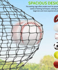Baseball caught in backyard batting cage net showing heavy-duty weather-resistant design