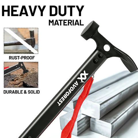 20 Piece Tent Stakes With Camping Hammers Rustproof 7.1 Inch Galvanized Steel Tent Pegs Ground Stakes Kit detail of hammer and material.