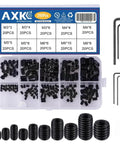 200 Piece Grub Screw Kit M3 M4 M5 M6 M8 Metric Hex Socket Head Cap Screws With Wrenches in an open case set