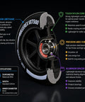 Detailed view of an 8 Pack Inline Skate Wheels With Bearings, Spacers, And Washers, 90mm Steel Black Urethane Replacement Rollers