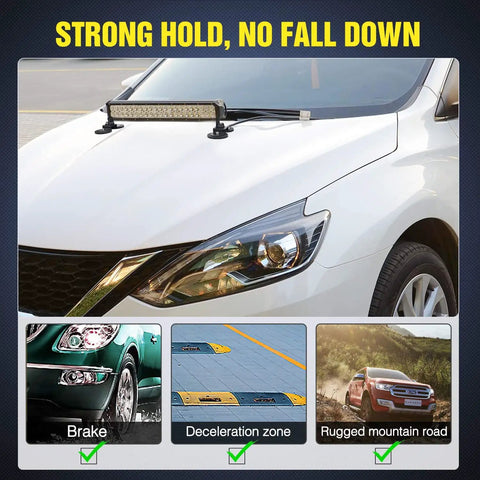 Beefy Universal Magnetic Base Light Bar Mounts With Rubber Boot for LED Pod Work Lights on car hood
