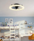 Neojoyoenix Light Fixture, Galaxy Ceiling Fans with Kit, in a children's bedroom with bunk beds and desk, black color