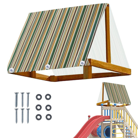 Canopy Replacement For Swing Sets With 600D Oxford Cloth And PVC Coating, 228x109 Cm; striped design, hardware included