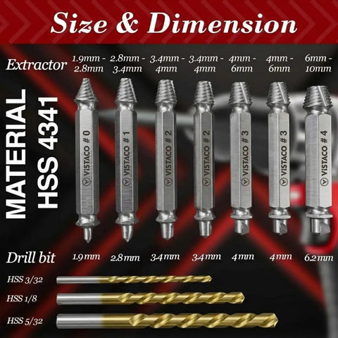 Image showing 10 Piece Screw Extractor Set for Stripped Screws and Broken Bolts, Easy Out Kit With Reverse Drill Bits For Rusted Or Damaged Hardware.