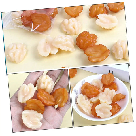 18Pcs Lifelike Walnut Models For DIY Crafts And Home Decor Dope Realistic Artificial Nuts shown in hand and displayed in a bowl