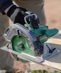 36V MultiVolt 7-1/4 Inch Circular Saw With Torque Boost Technology cutting wood on jobsite