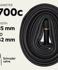 700C Bike Inner Tube Self Sealing And Traditional Design For 35 To 42mm Tires; image shows coiled tube with Schrader valve.