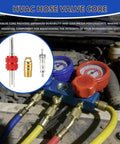 HVAC Hose Gasket Repair Kit With Valve Cores And Seals, 85 Piece Auto Air Conditioning DIY Friendly Maintenance Set, gauges and cores shown