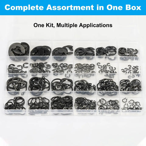 All-In-One Pro-Grade 324Pcs C Clips And E Clips Kit With 24 Sizes From 2Mm To 16Mm Black Carbon Steel External Snap Rings Assortment