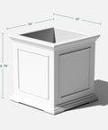 Cube Plastic Planter For Indoor And Outdoor Use, All Weather Durable Square Plant Pot With Drainage Holes, Great For Flowers Tall Plants And Trees, Modern Estate Style For Patio Or Front Porch, white cube with panel design, 19x19x19 inches.