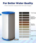 Heavy Duty 50 Micron Pleated Water Filter Cartridge For Whole House Sediment Removal 10 Inch By Four And A Half Inch Universal Fit color chart