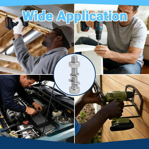 Collage showing diverse uses of All In One Metric Screw Kit With M2 M3 M4 M5 Bolts, Nuts, Lock Washers, 304 Stainless Steel Hex Screws